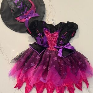 Magical Starry Witch Costume for Kids - Black and Pink